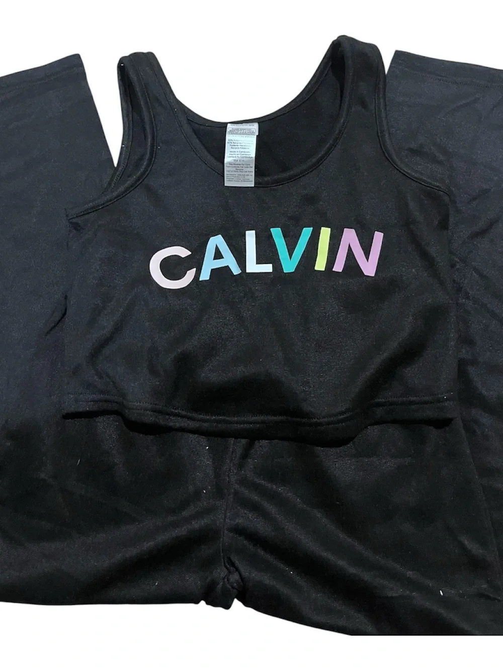 Calvin Klein Black Crop Tank & Pants 2-Piece Set Girls Size 5/6 New